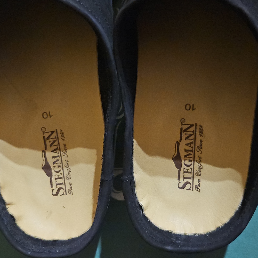 Stegmann Black Leather Slip On Mules Clogs Shoes New - Picture 4 of 6